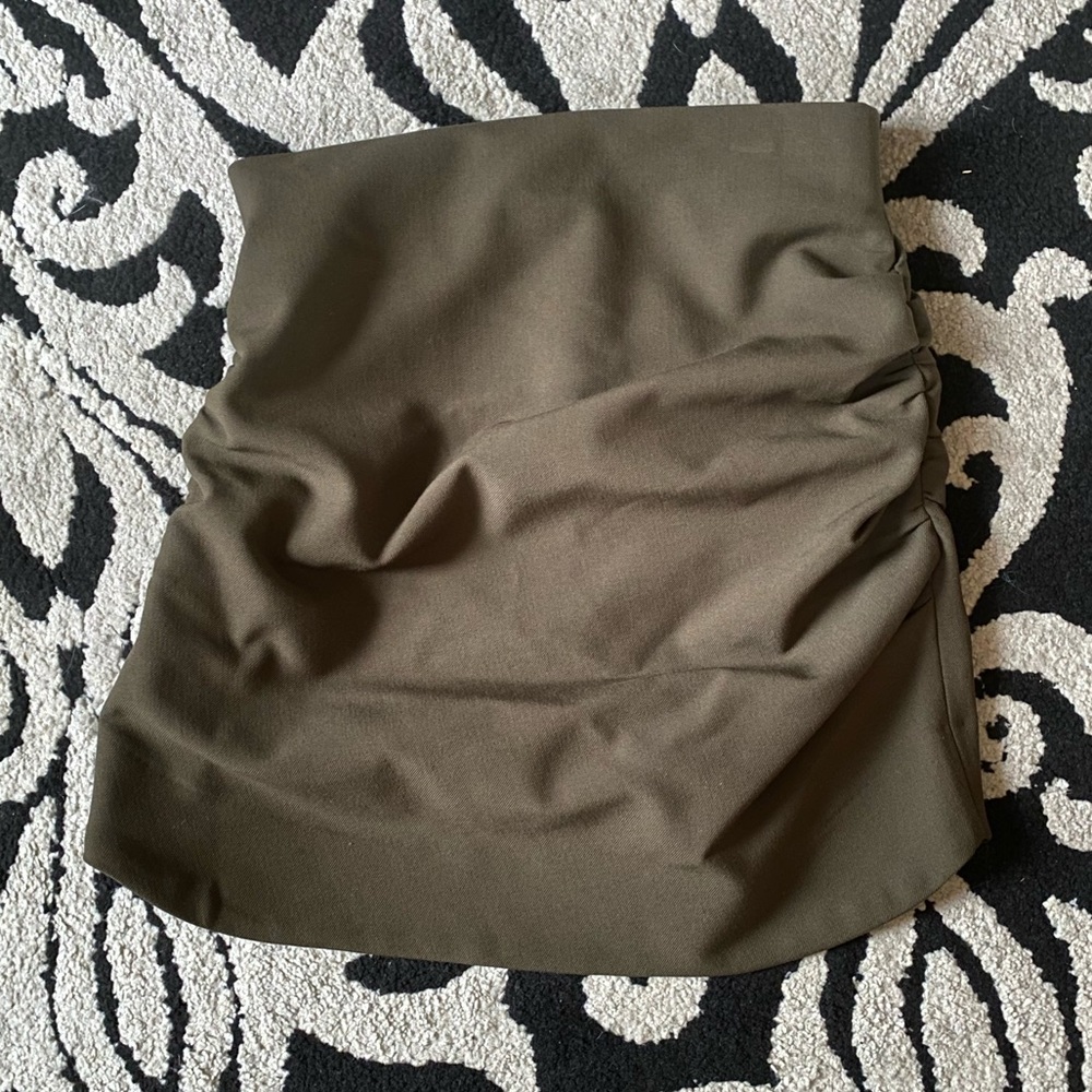 Zara army khaki green mini rouched skirt size Medium - Picture 4 of 6
